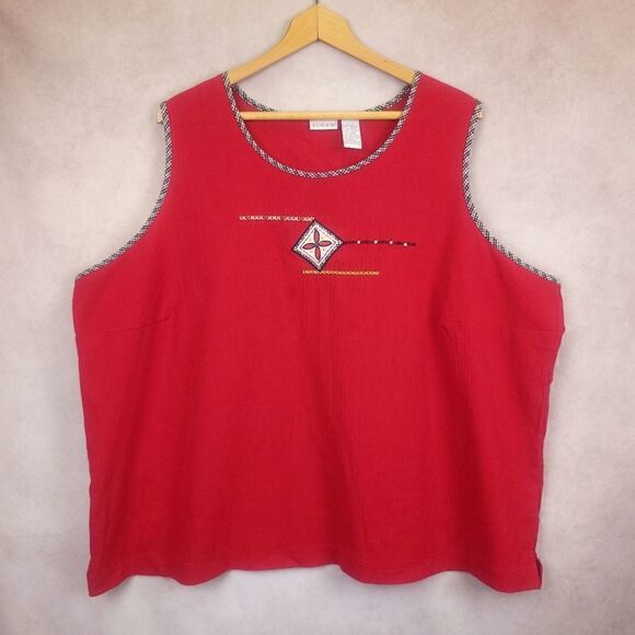 Koret Tops - Vintage Koret Red Sleeveless Top Size 28W